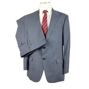 Tommy Hilfiger Suit Mens 46R Blue Wool Two Button Blazer Pants 38x28 Modern Fit